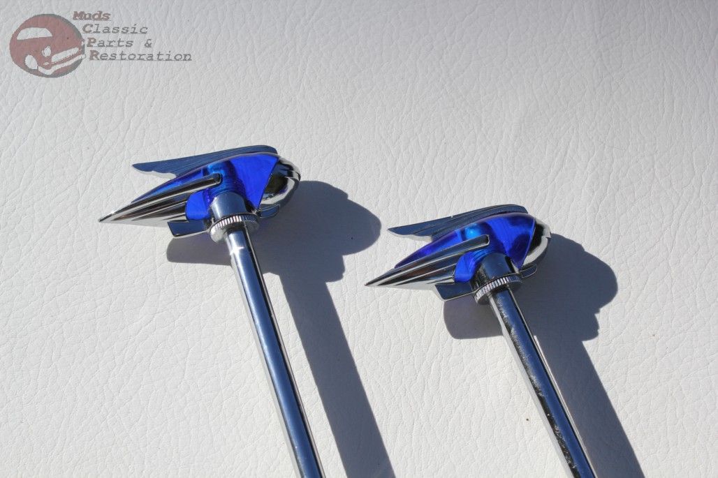 Blue LED Lighted Front Fender Guides Custom Car Truck Vintage Style Art